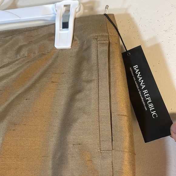 NWT. Banana Republic Women’s 4 100% Silk Satin 2-Layer Trousers w/Side Split. - Picture 2 of 13